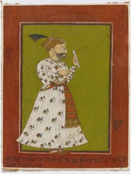Porträt von Raja Ajmer Chand von Kahlur, ca. 1730